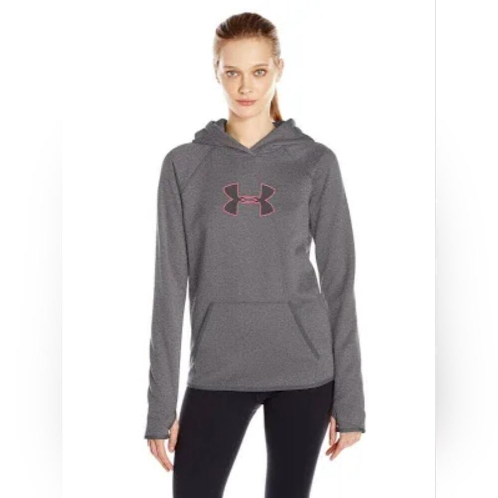 Under Armour UA Storm Charcoal Hoodie with Pink Emblem Sz M #1178